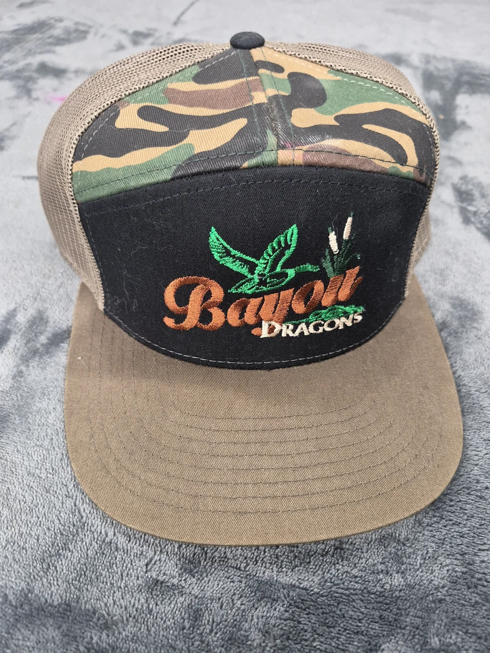 Bayou Dragons Hat Trucker Hat Camo Upper Embroidered  One Size Flat Pre-owned